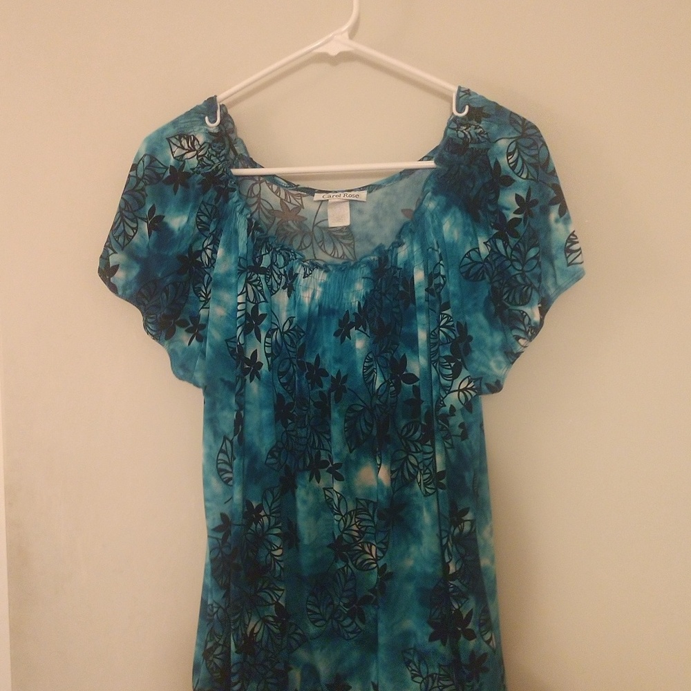 Carol Rose Turquoise and Black Top